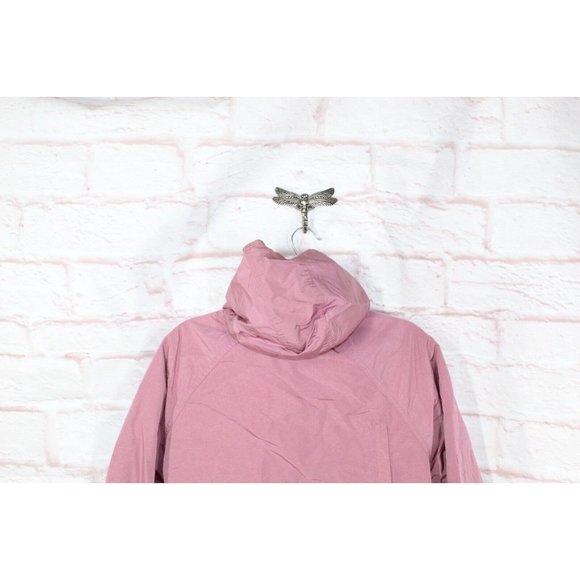 Vintage LL Bean Pink Nylon Lined Hooded Snaps Button Jacket Size L - Picture 5 of 9